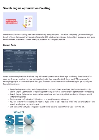 search engine optimization creating