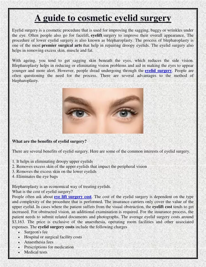 a guide to cosmetic eyelid surgery