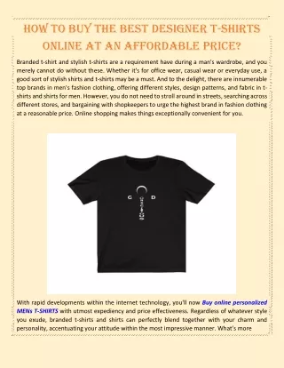 How To Buy The Best Designer T-Shirts Online At An Affordable Price?