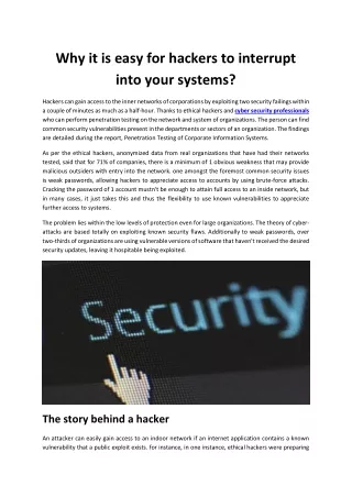 why it is easy for hackers to interrupt into your