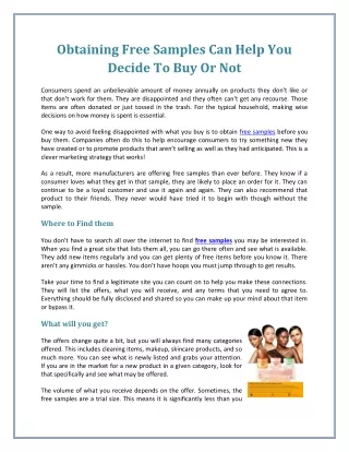 obtaining free samples can help you decide