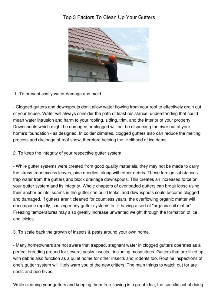 top 3 factors to clean up your gutters