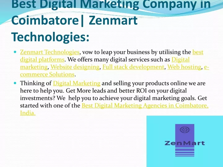 best digital marketing company in coimbatore zenmart technologies