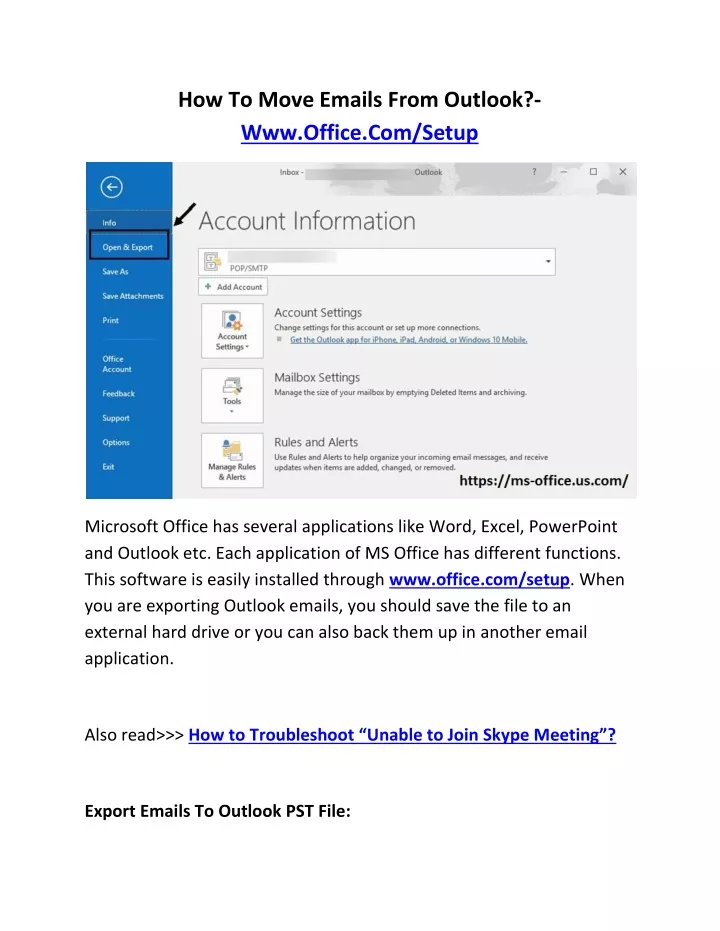 how to move emails from outlook www office