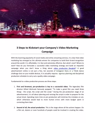 3 Steps to Kickstart your Company’s Video Marketing Campaign