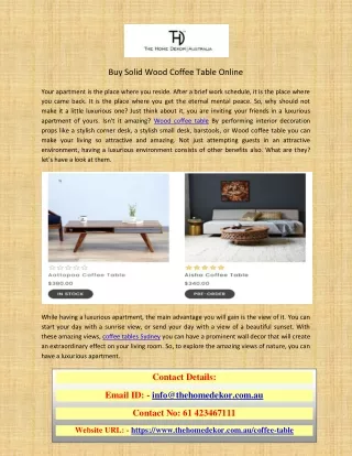 Buy Solid Wood Coffee Table Online