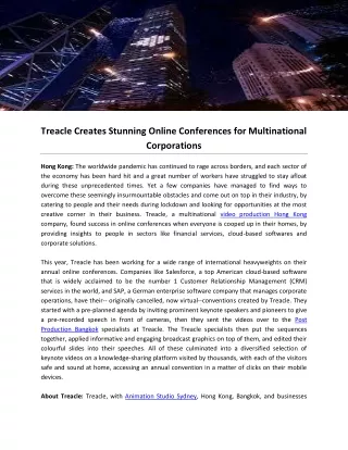 Treacle Creates Stunning Online Conferences for Multinational Corporations