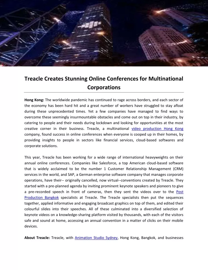 treacle creates stunning online conferences