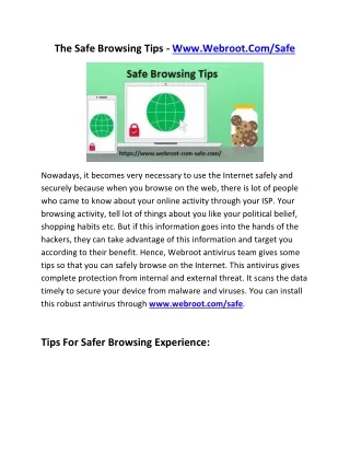 the safe browsing tips www webroot com safe