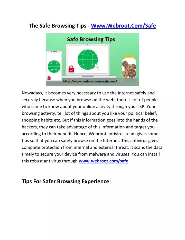 the safe browsing tips www webroot com safe