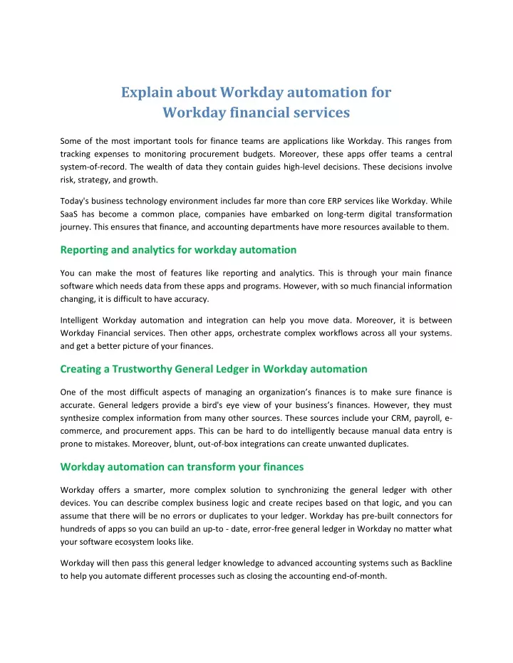 explain about workday automation for workday