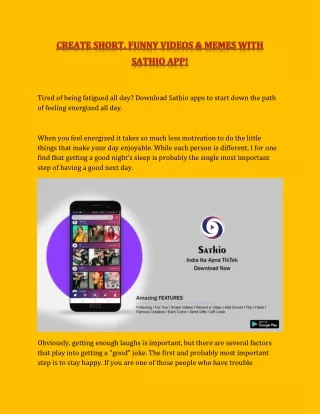 Sathio-India’s best Short Video Making App