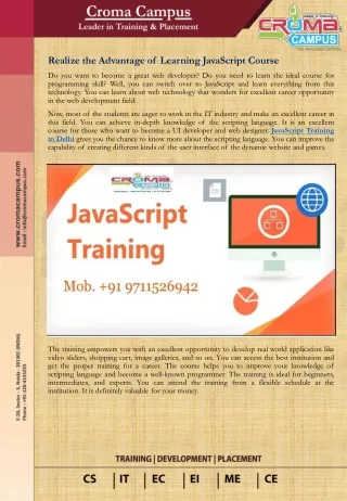 realize the advantage of learning javascript