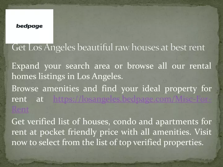 get los angeles beautiful raw houses at best rent
