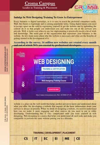 indulge in web designing training to growas
