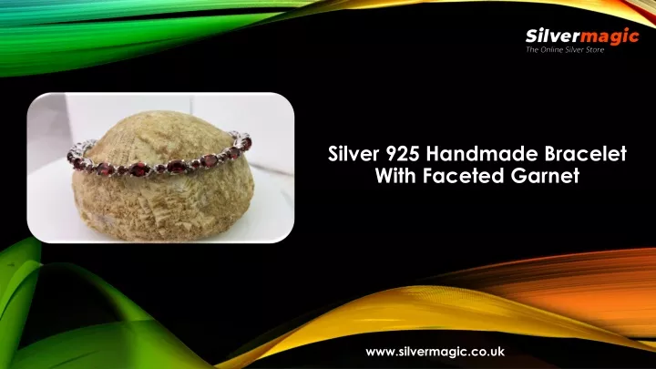 silver 925 handmade bracelet with faceted garnet