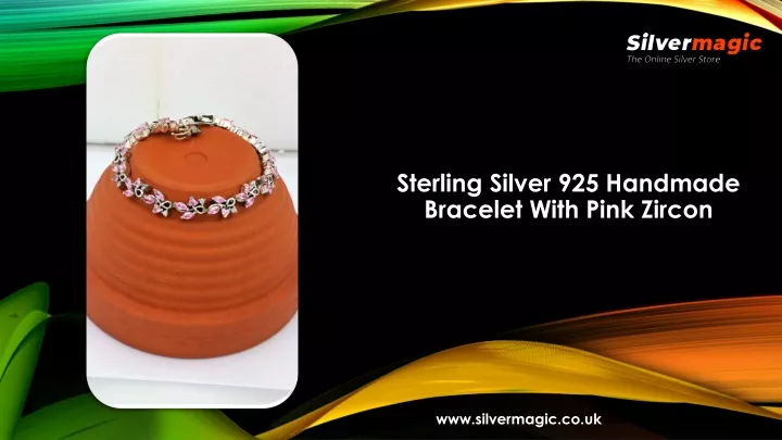 sterling silver 925 handmade bracelet with pink