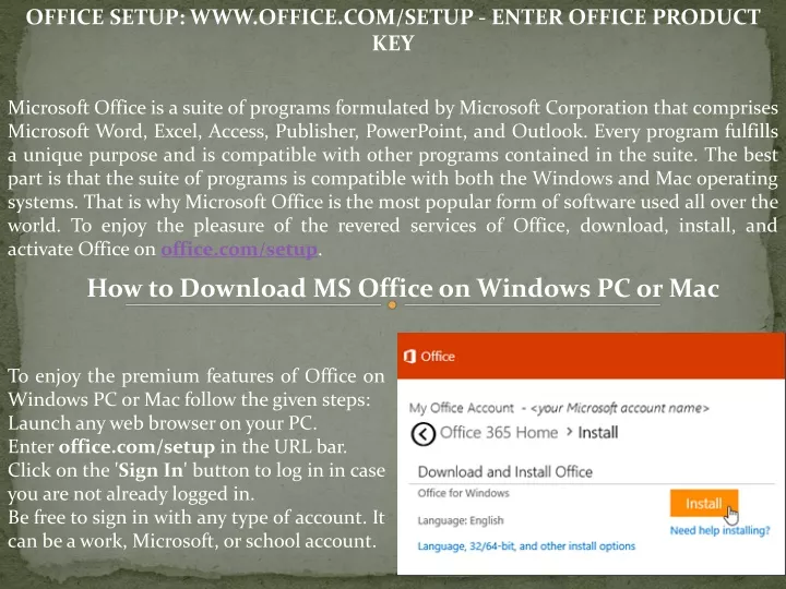 office setup www office com setup enter office