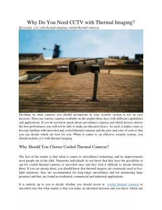 why do you need cctv with thermal imaging