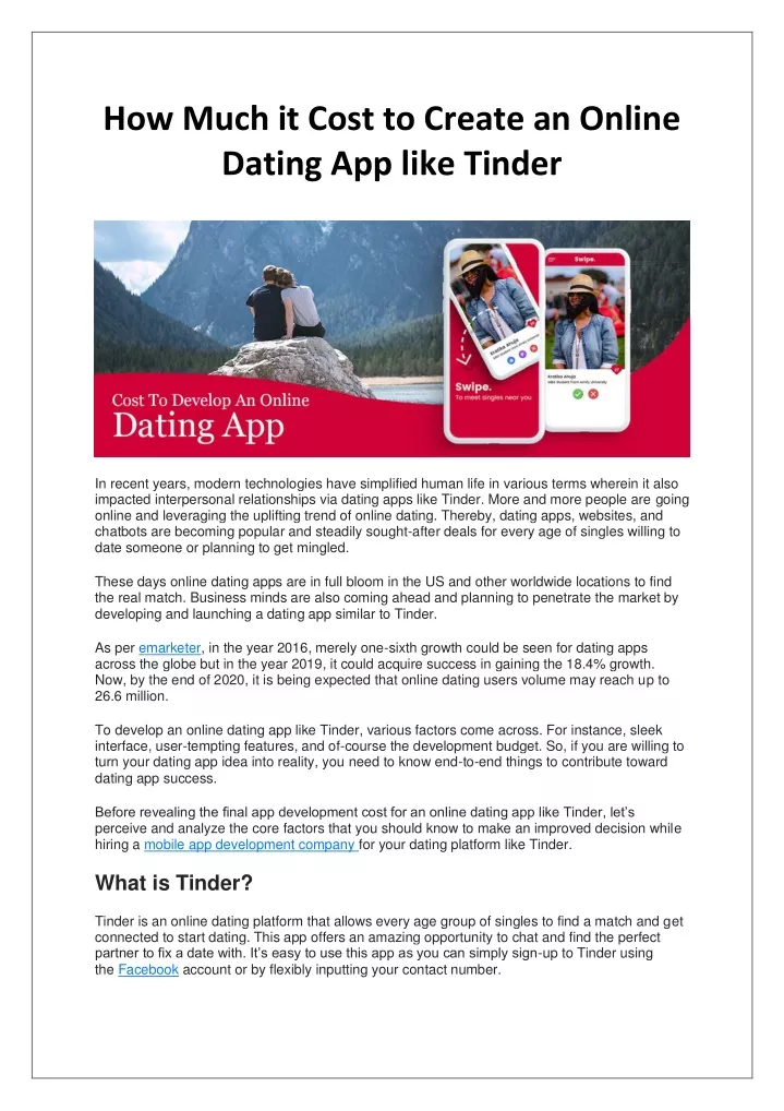 how much it cost to create an online dating