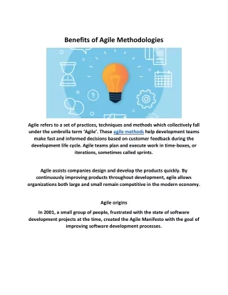 Benefits of agile methodologies