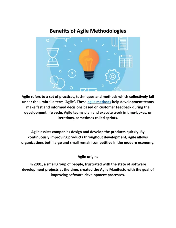 benefits of agile methodologies