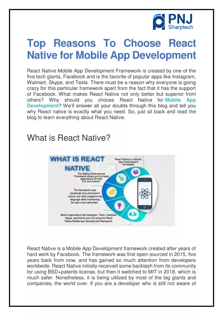top reasons to choose react native for mobile