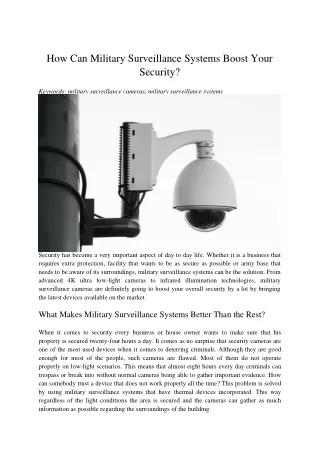 how can military surveillance systems boost your