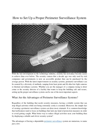 how to set up a proper perimeter surveillance