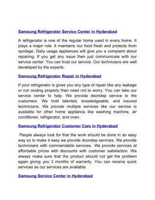 Samsung Home Appliance Services