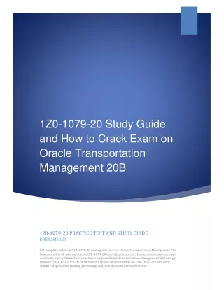 1Z0-1079-20 Study Guide and How to Crack Exam on Oracle Transportation Management 20B