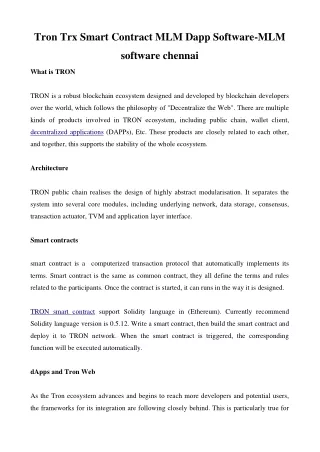 tron trx smart contract mlm dapp software mlm