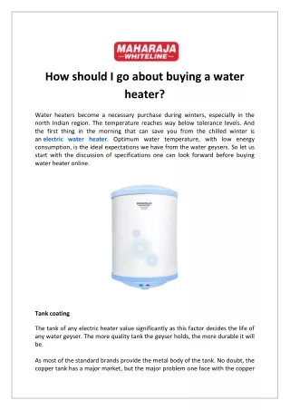 how should i go about buying a water heater