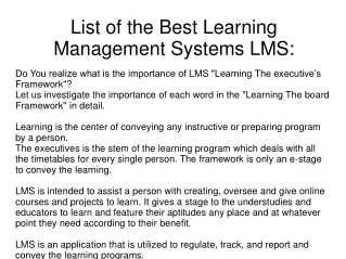 List of the Best Learning Management Systems LMS: