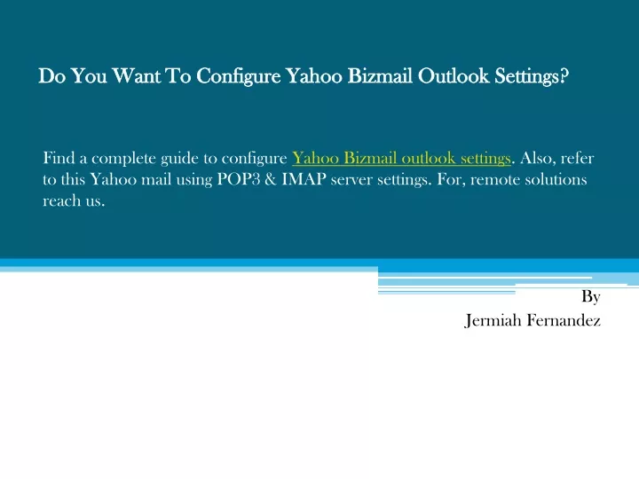 do you want to configure yahoo bizmail outlook settings