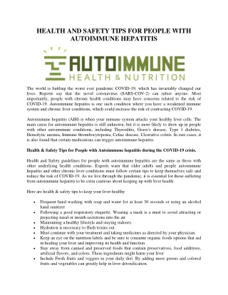 health and safety tips for people with autoimmune