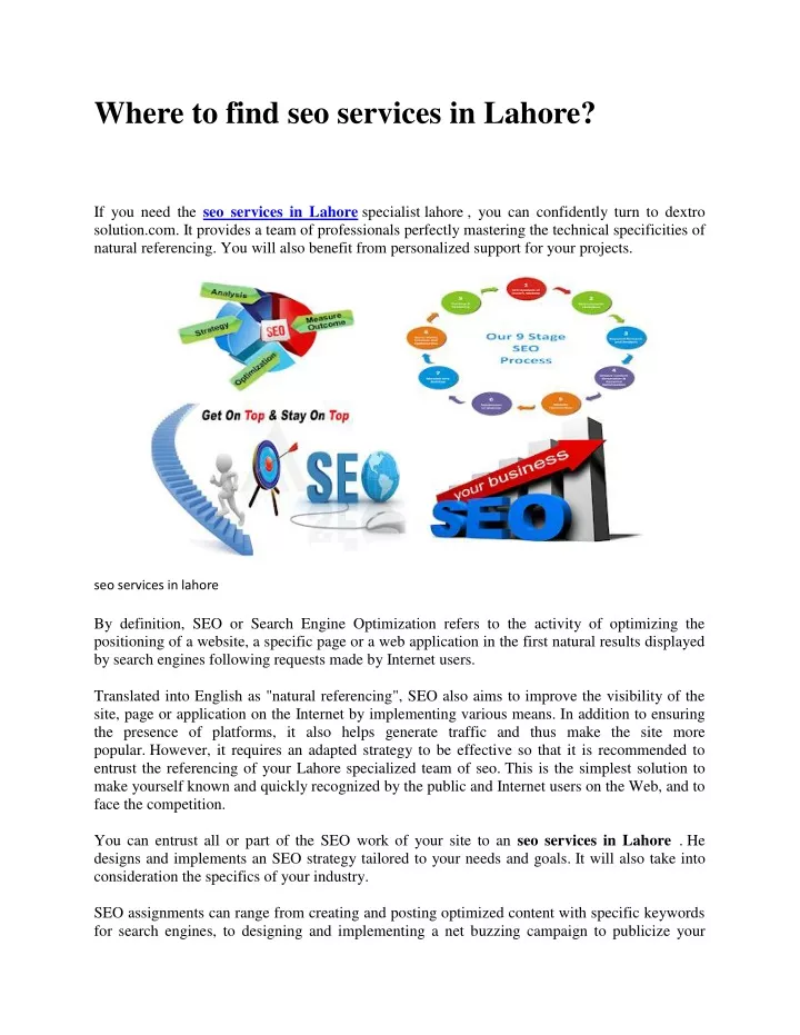 where to find seo services in lahore