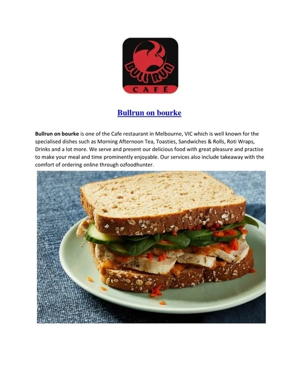 Title: 5% OFF - Bullrun on bourke café Takeaway Menu Melbourne, VIC