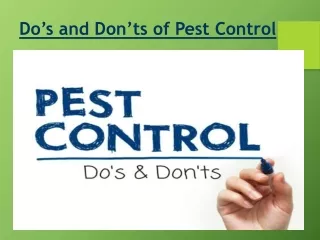 Do’s and Don’ts of Pest Control