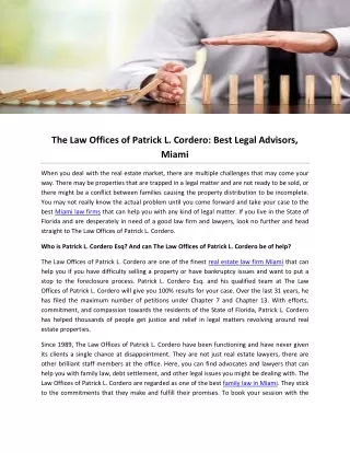 The Law Offices of Patrick L. Cordero: Best Legal Advisors, Miami