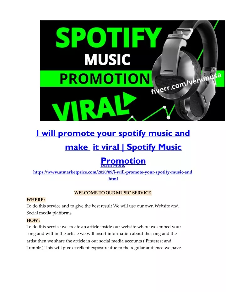 i will promote your spotify music and make it viral spotify music promotion