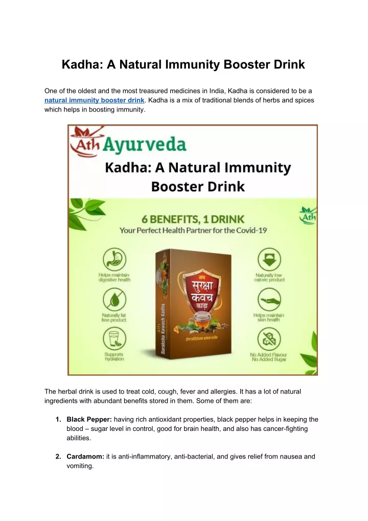 kadha a natural immunity booster drink