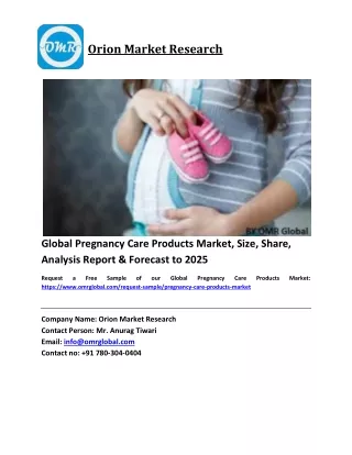 Global Pregnancy Care Products Market Size, Industry Trends, Share and Forecast 2019-2025