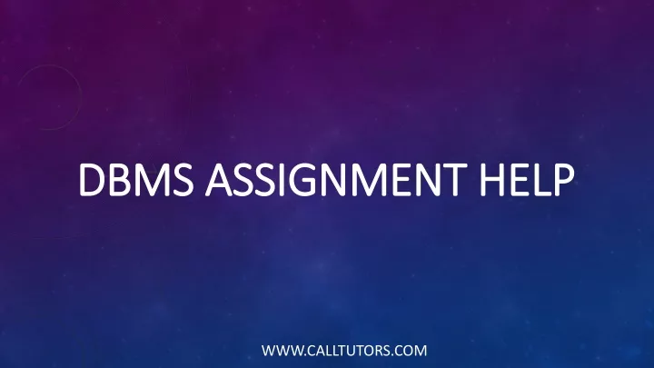 dbms assignment help