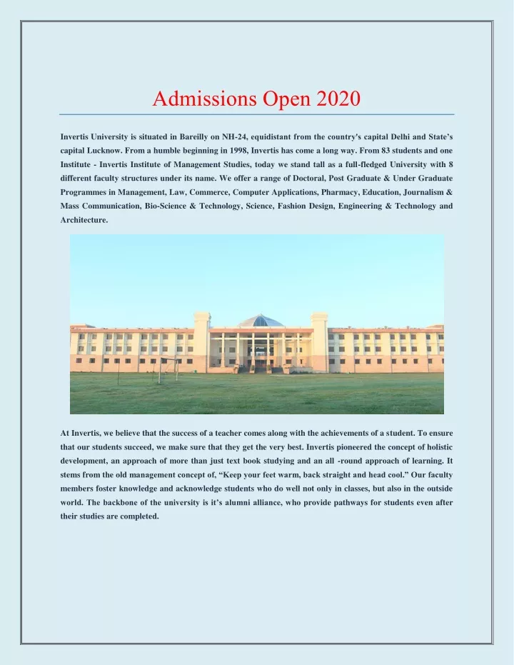 admissions open 2020