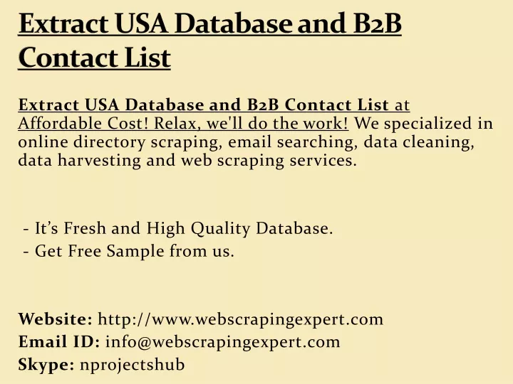 extract usa database and b2b contact list
