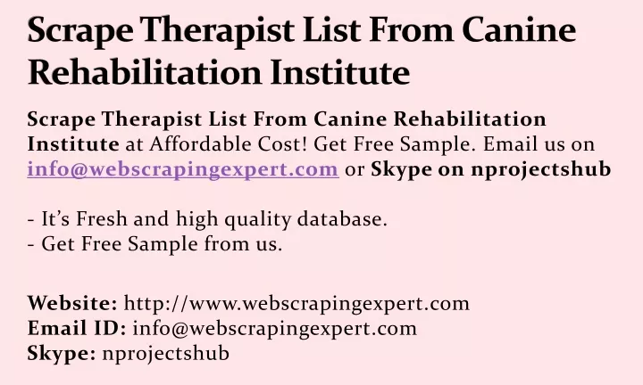 scrape therapist list from canine rehabilitation institute
