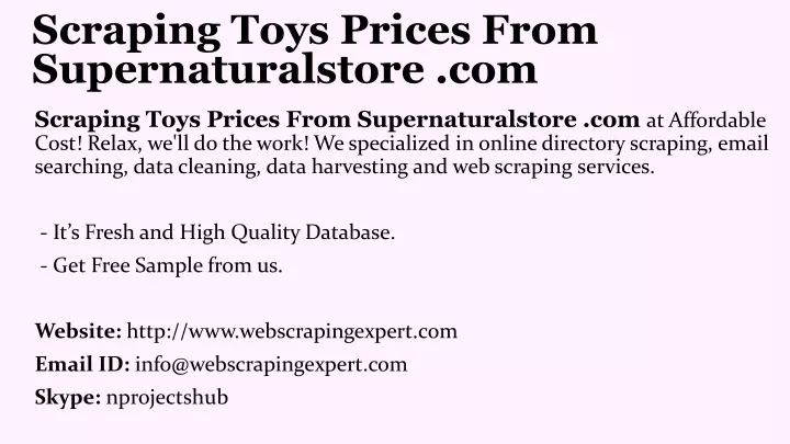 scraping toys prices from supernaturalstore com