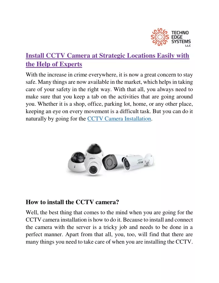 install cctv camera at strategic locations easily