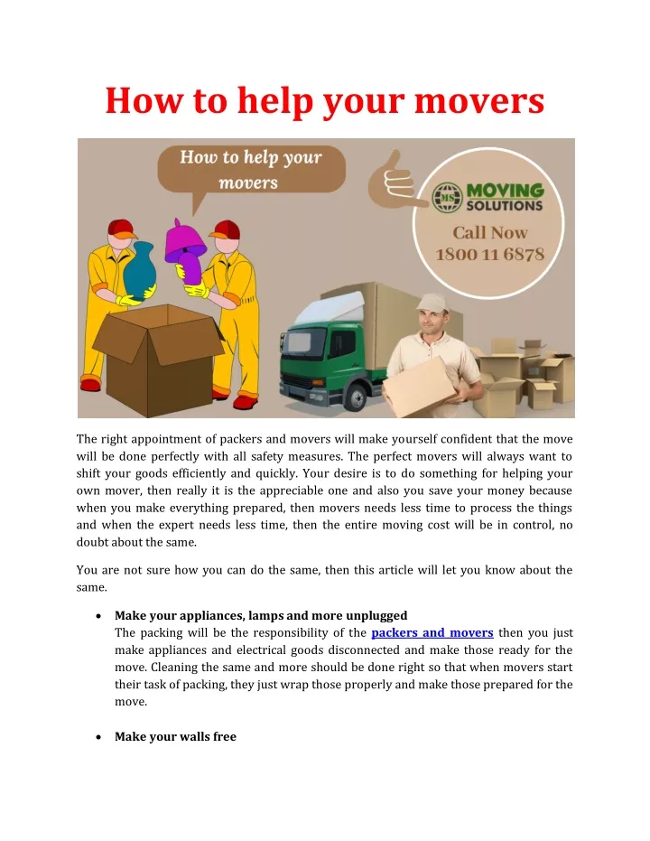 how to help your movers